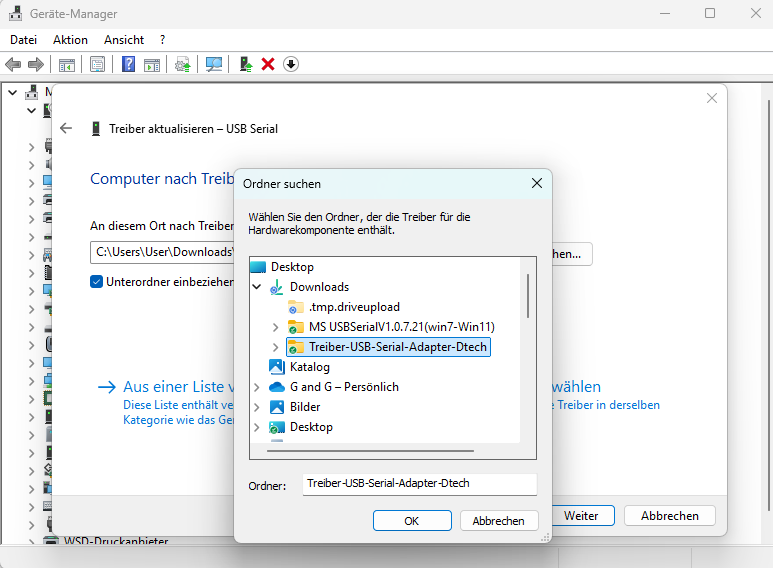 treiberinstallation dtech 2